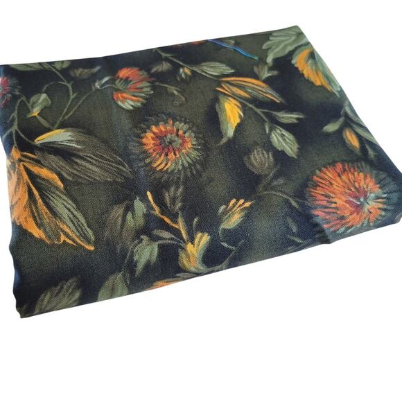 Water Tex Cheri Strole SSI Floral Cotton Fabric 36x42” Green Orange Leaves - Picture 8 of 13